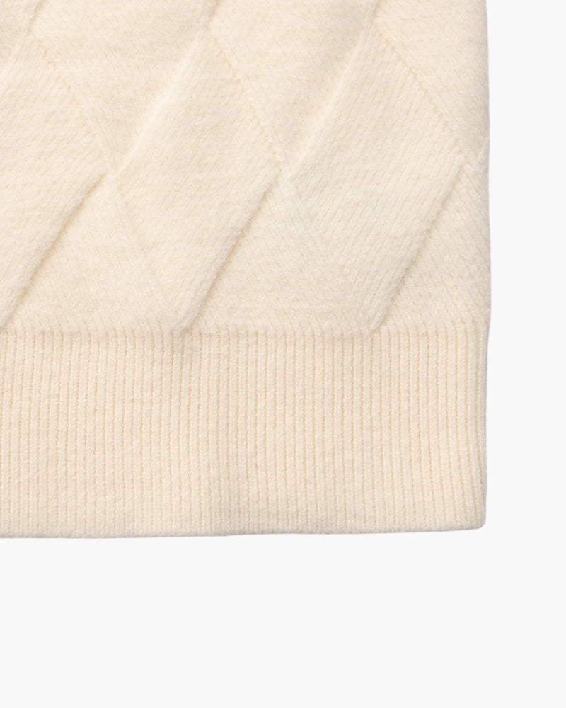 Diamantgestrickter Rundhalspullover